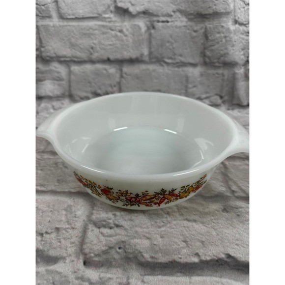 Vtg Anchor Hocking 1Qt Baking Dish Milk Glass Vegetable Pattern 441 Easter - Picture 2 of 7